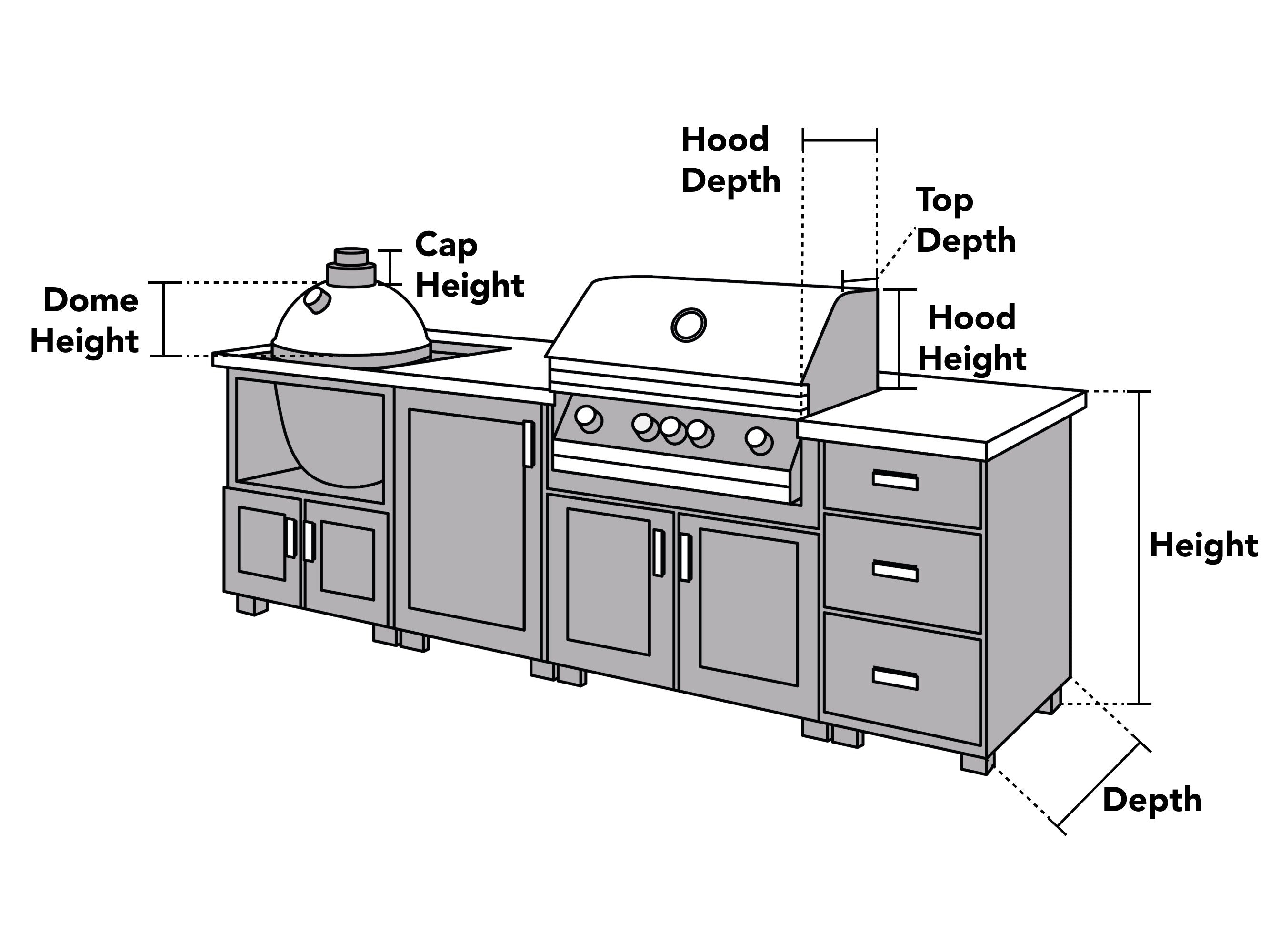 Custom Kitchen Island w/ Left Kamado and Right Built-In Grill