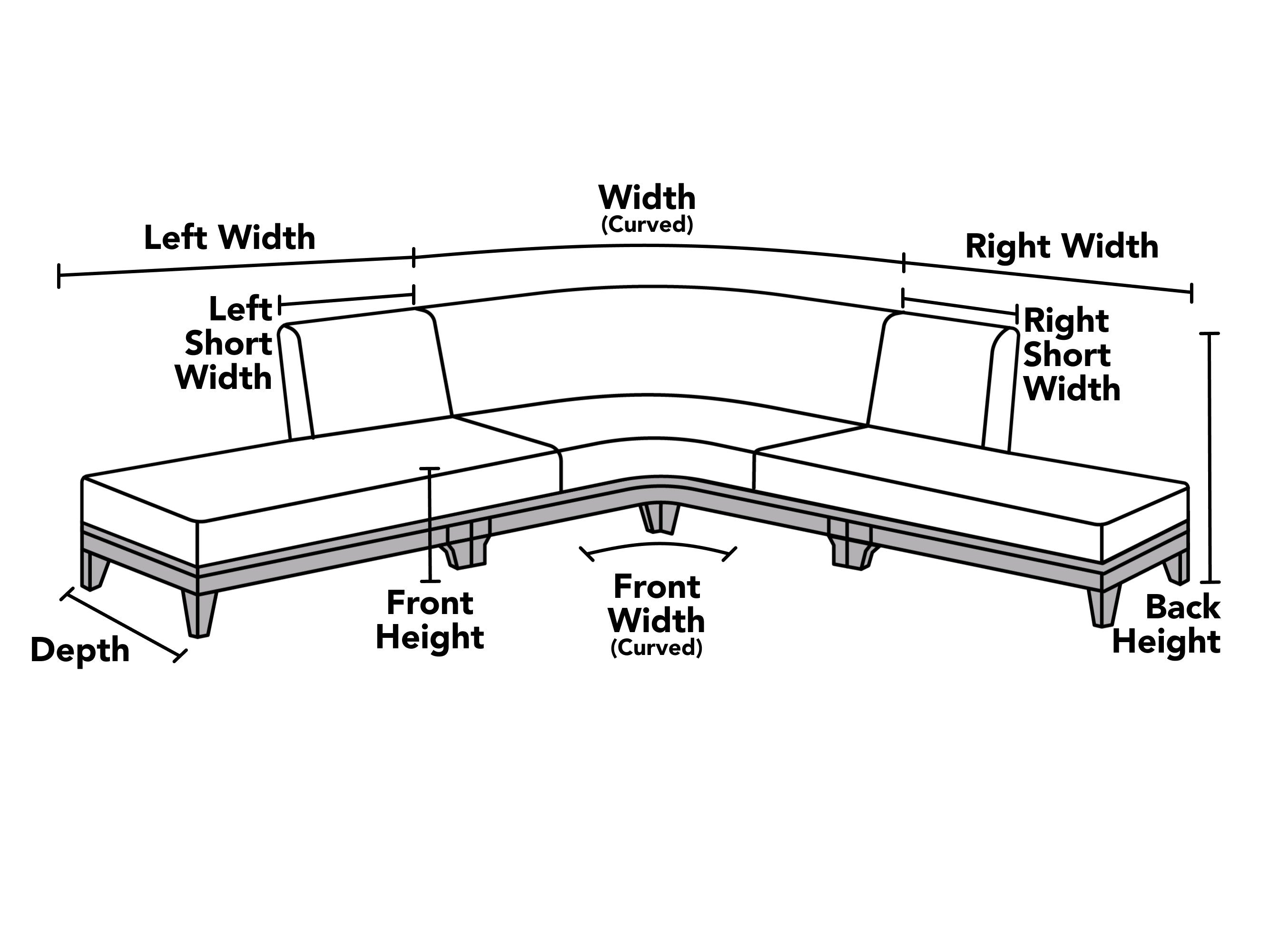 Custom L-Shape Sectional w/ Curved Corner \u0026 Double Chaise Cover | Coverstore, image size:2667x2000