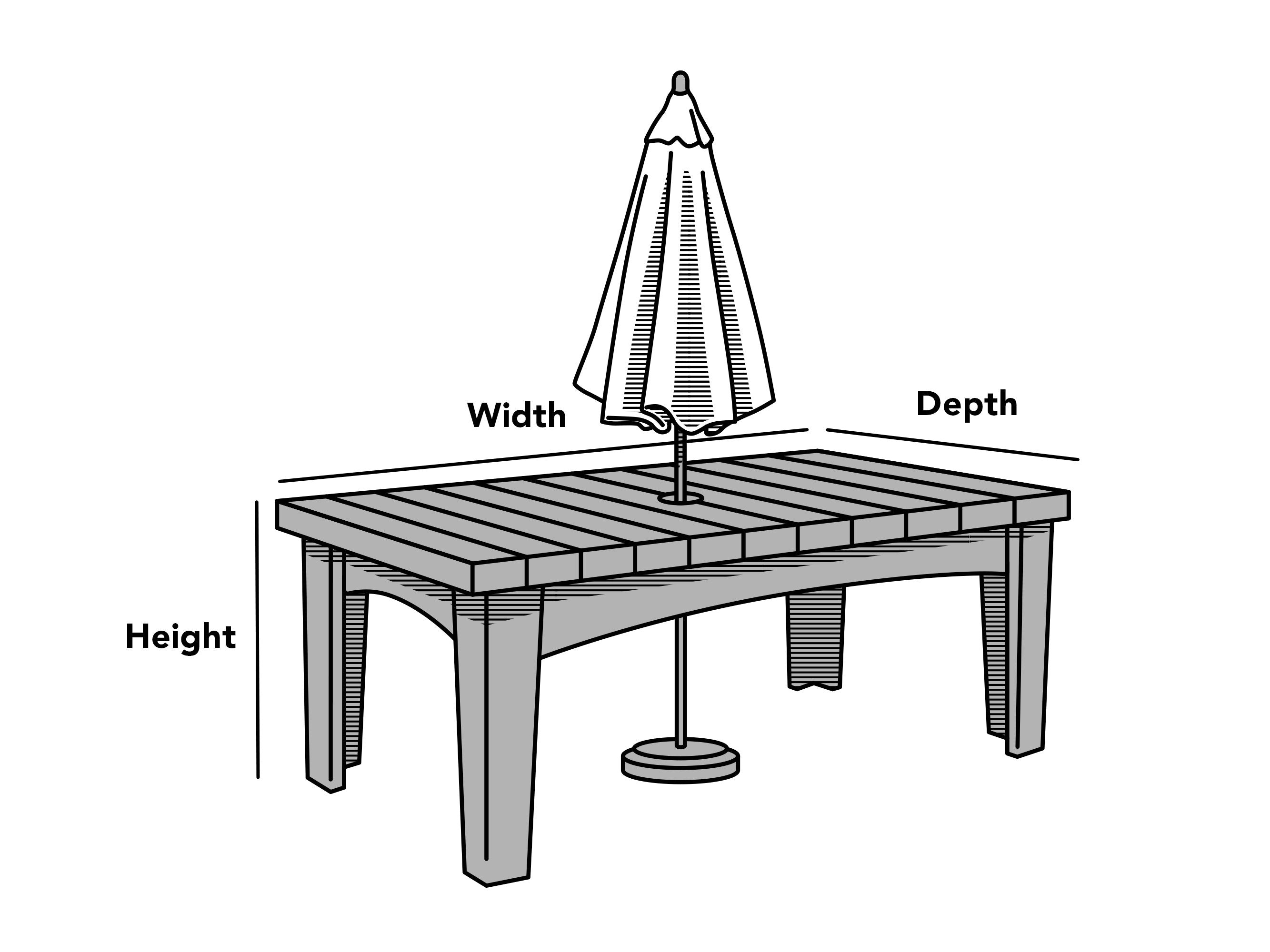 Custom Size Square/Rectangular Patio Table Cover with Umbrella Hole