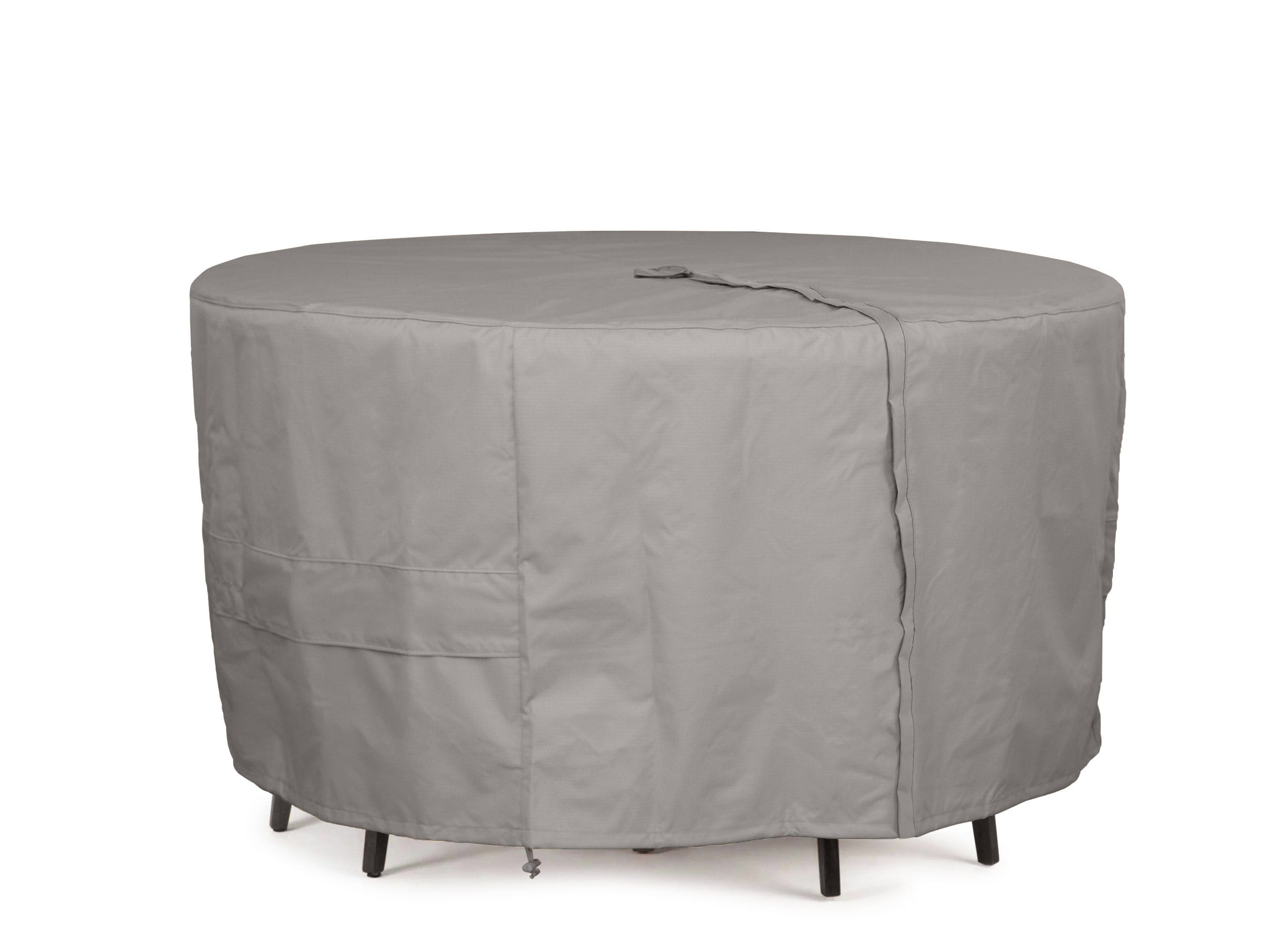 Outdoor Round Dining Table/Chair Set with Umbrella Hole Cover