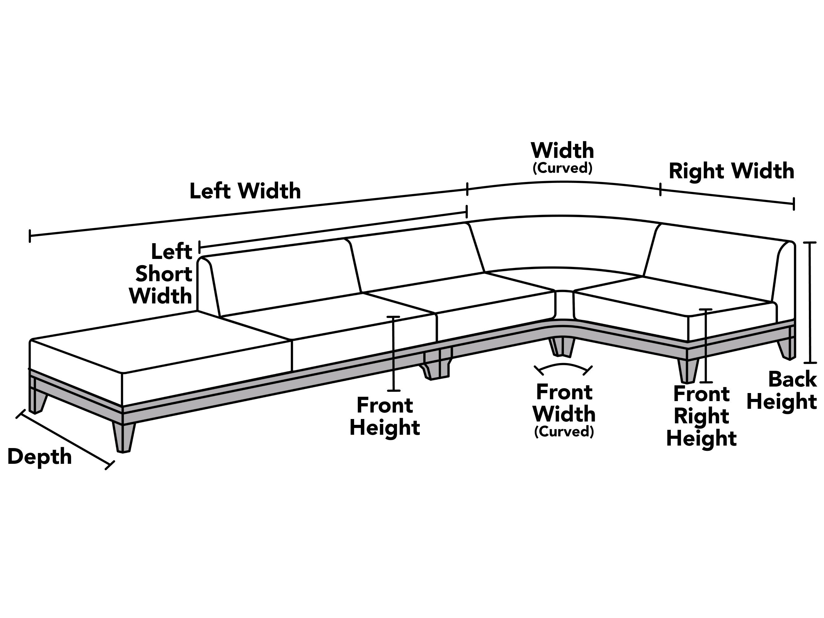 Custom L-Shape Sectional w/ Curved Corner & Left Chaise Cover | Coverstore