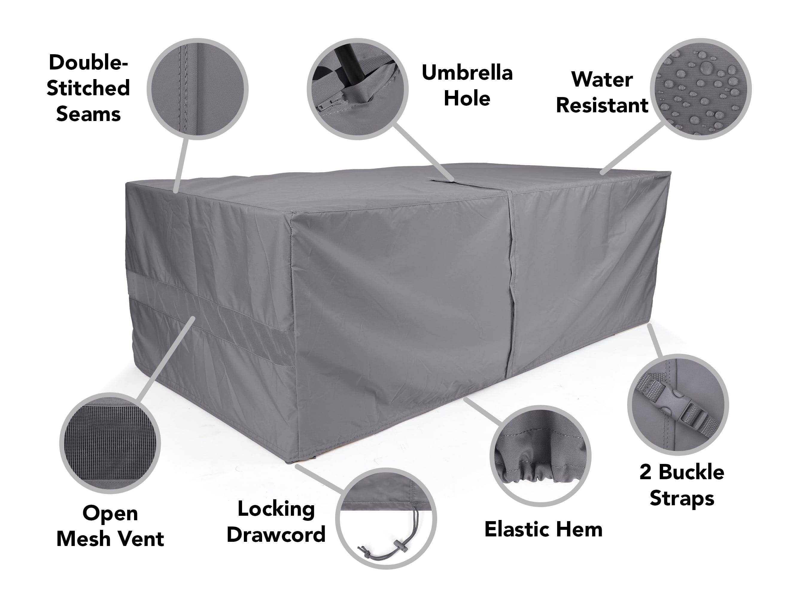 fitted patio table cover with umbrella hole Custom Size Square/Rectangular Patio Table Cover with Umbrella Hole