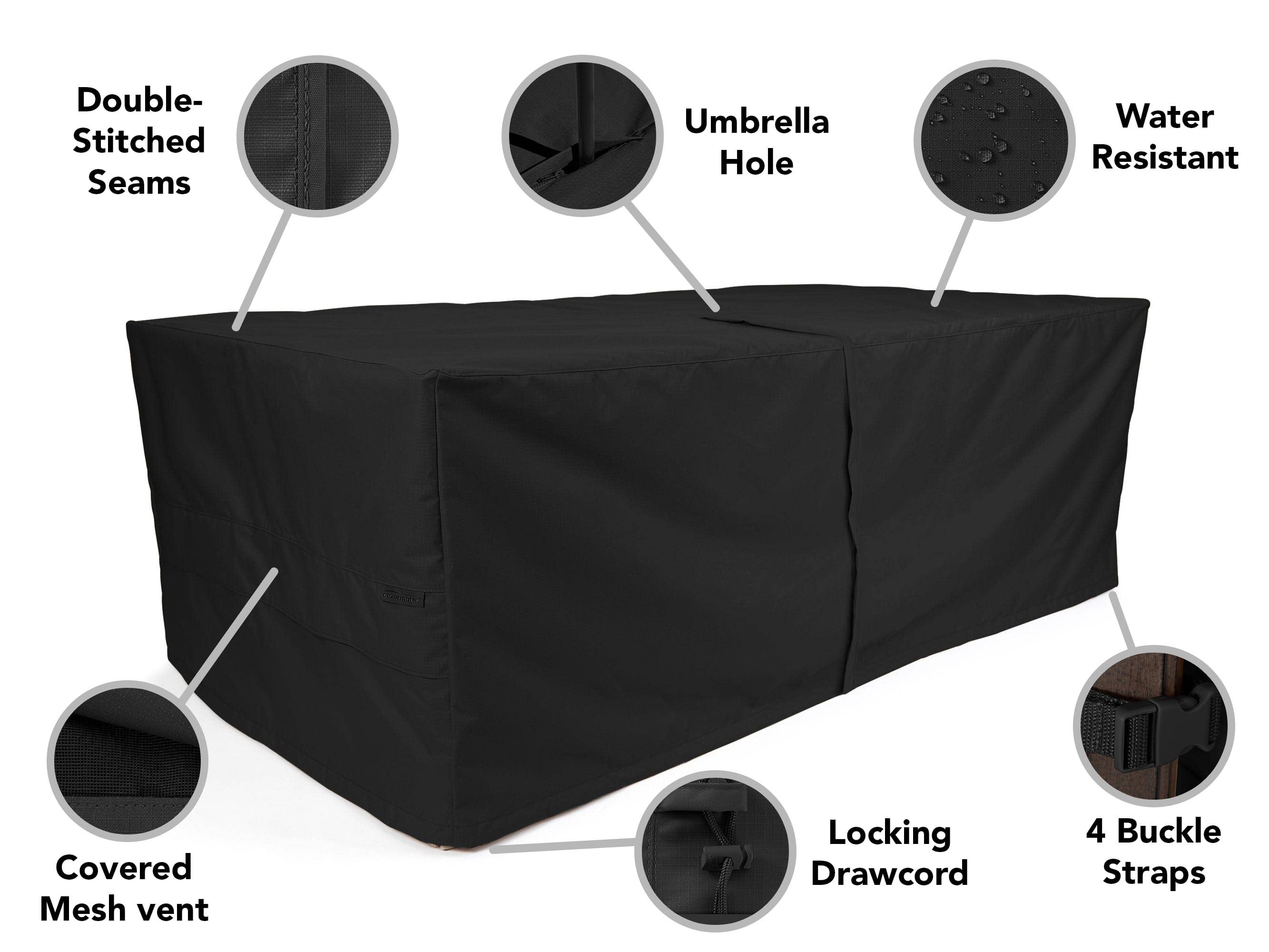 hauzz patio furniture rectangular table covers with umbrella hole Custom Size Square/Rectangular Patio Table Cover with Umbrella Hole