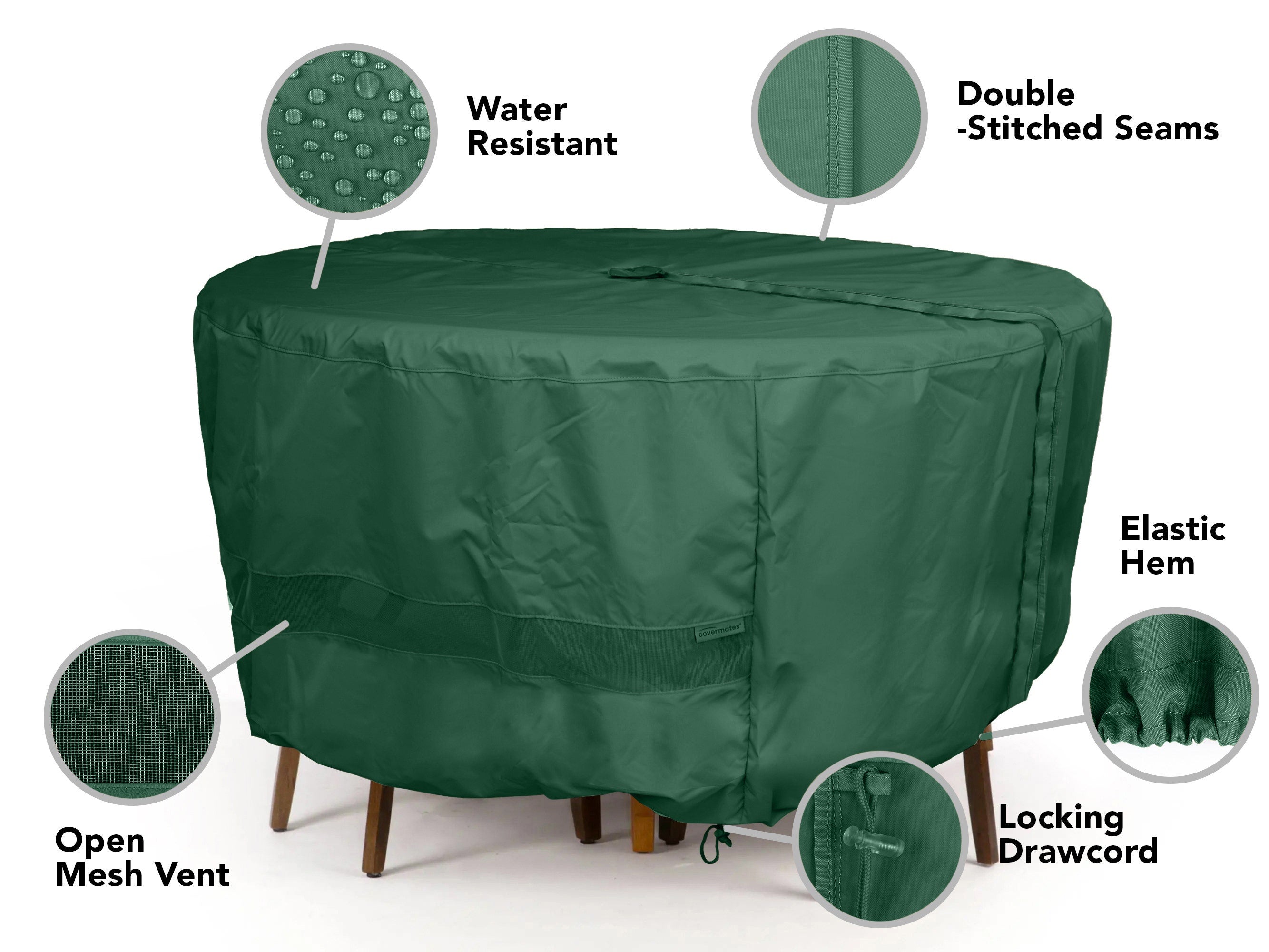 fitted patio table cover with umbrella hole Custom Round Table/Chair Set - Weatherproof, Mesh Vent, 3 Yr Warranty - Elite, Green New Mickey and Friends A customer favorite for Color:Dragonfly'S Distress brand-patagonia