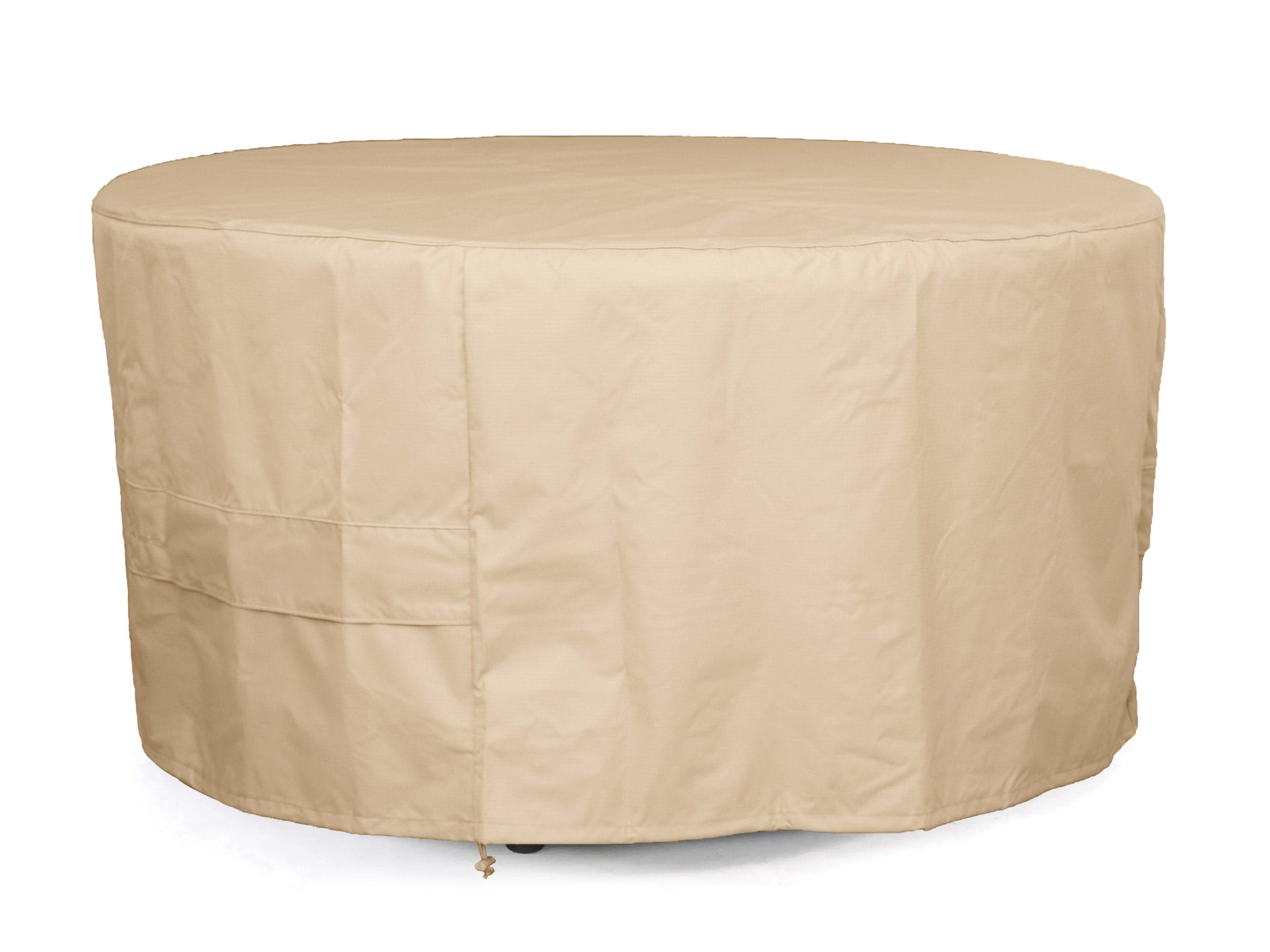 Custom Round Patio Table Cover with Umbrella Hole - Weatherproof, UV-Resistant, 7 Yr Warranty - Ultima Ripstop, Ripstop Tan