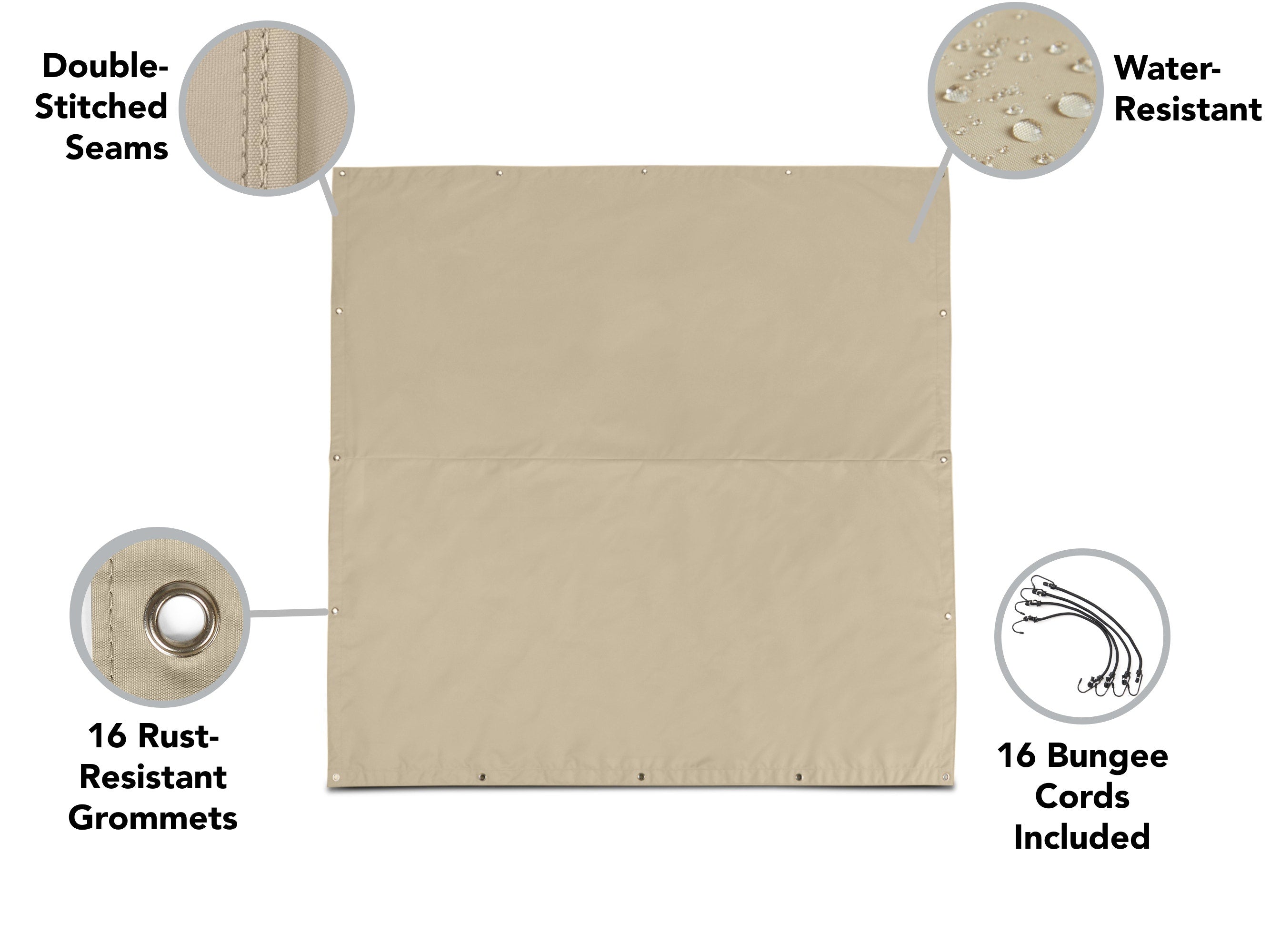 tarp custom size Custom Square/Rectangular Garbage Cover - Weatherproof, Lightweight Polyester, Reinforced Grommets, 3-Year Warranty - Elite, Khaki