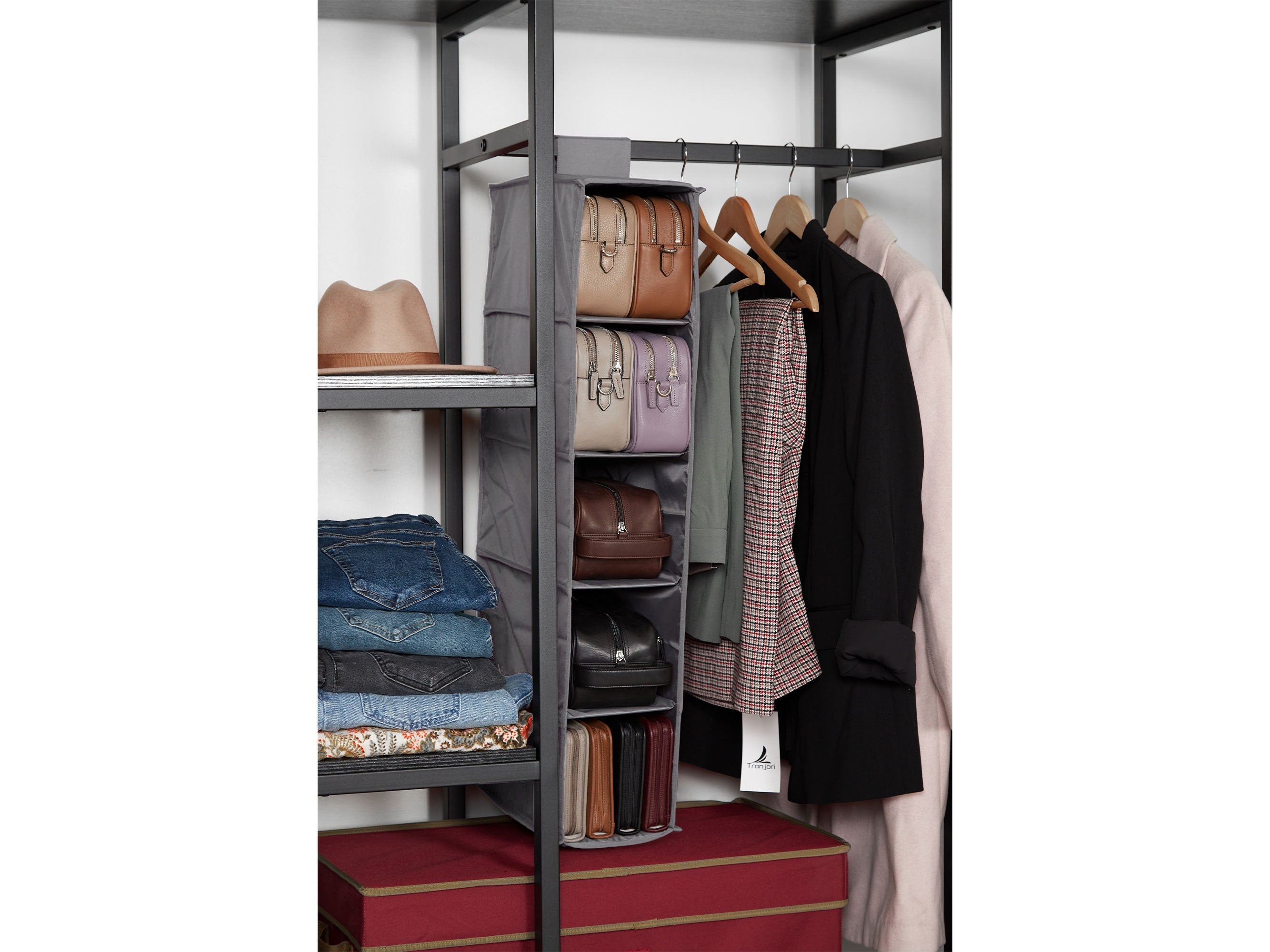 Neun Welten Heavy Duty Metal Clothes Rack With Shelves – White, 165cm Tall