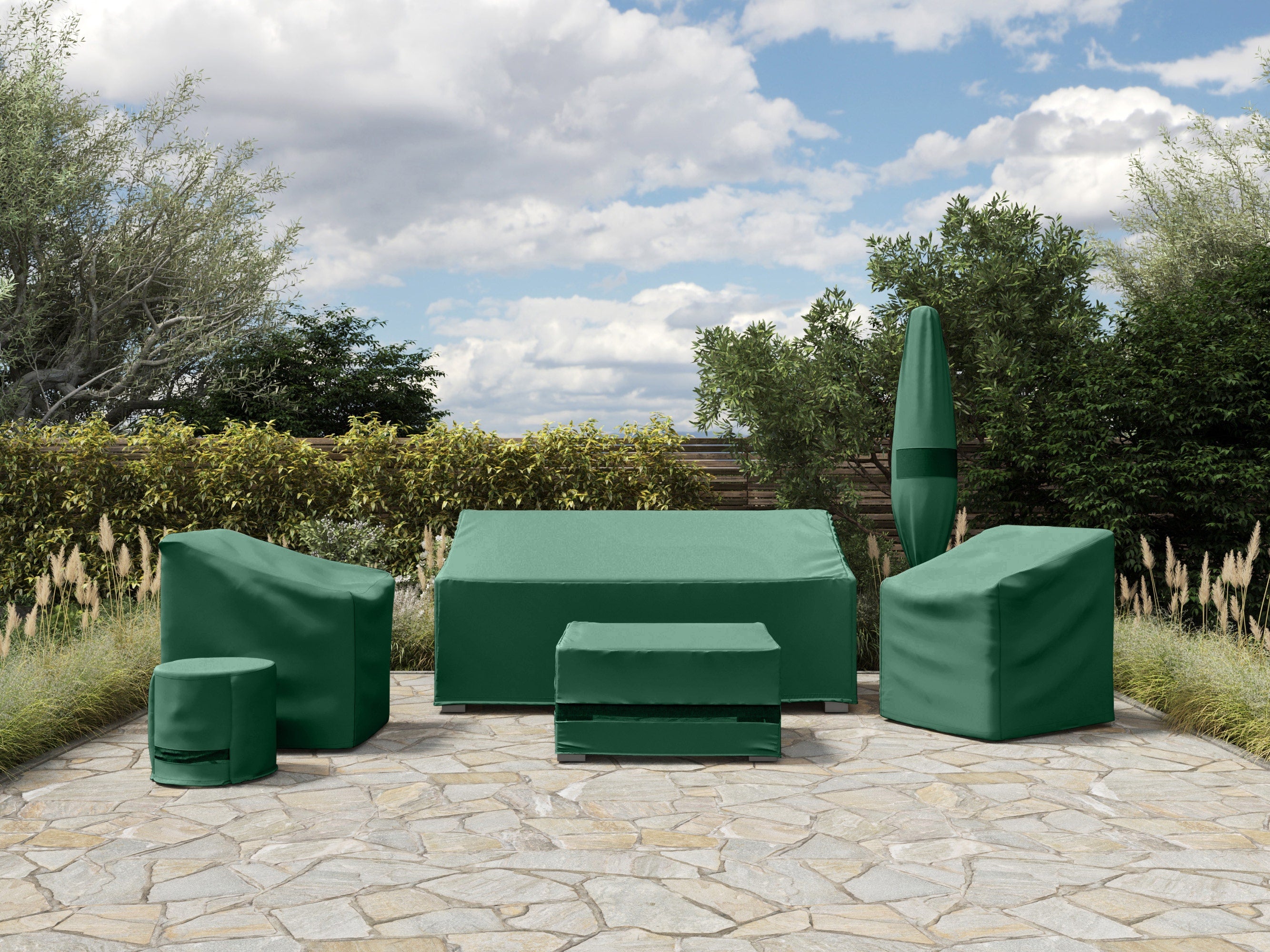 Custom Outdoor Patio Umbrella Cover - Water Resistant Polyester, UV Protection, 3-Yr Warranty - Elite, Green