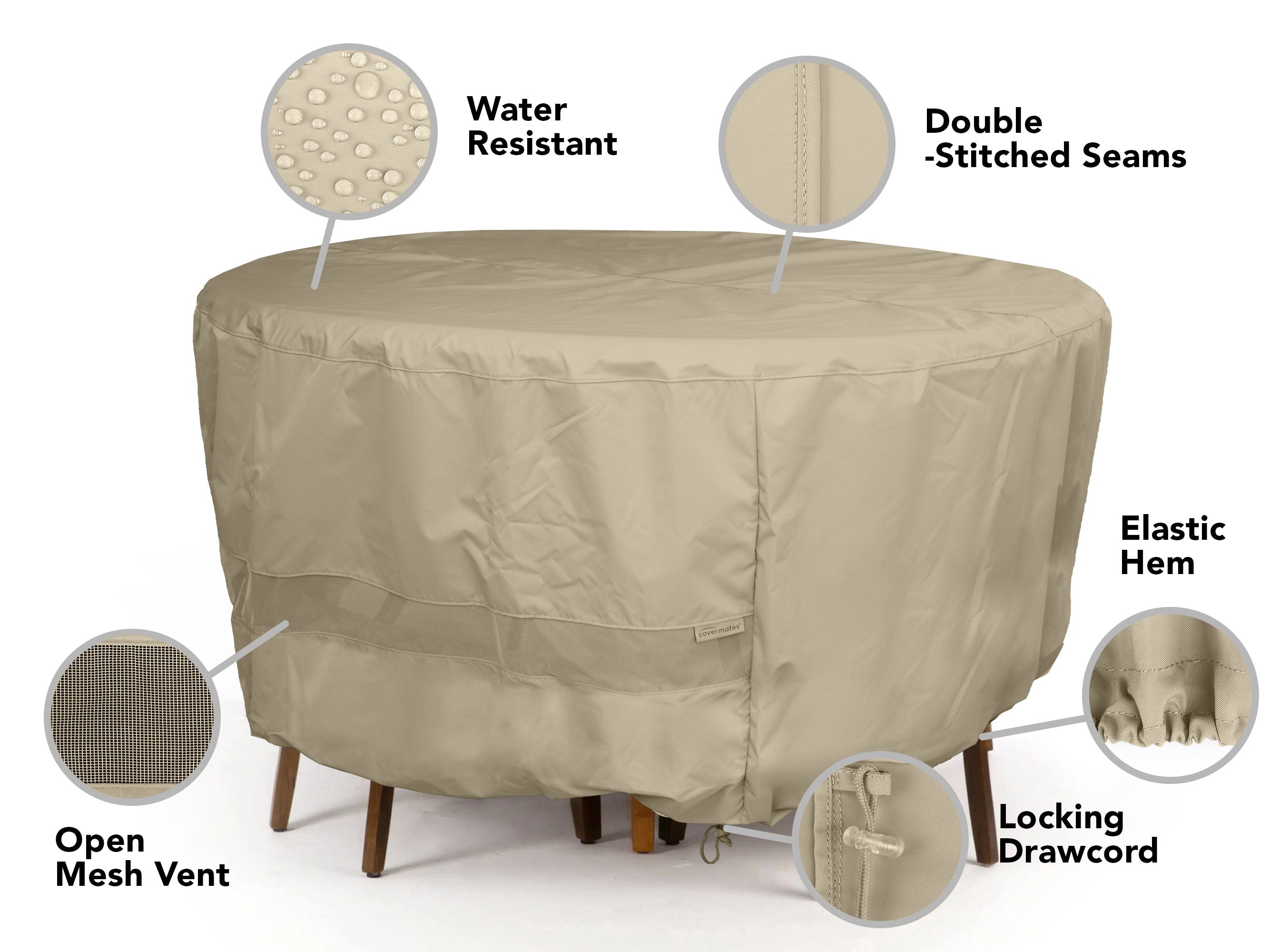 fitted 54 round patio table cover with umbrella hole Outdoor Round Dining Table Cover