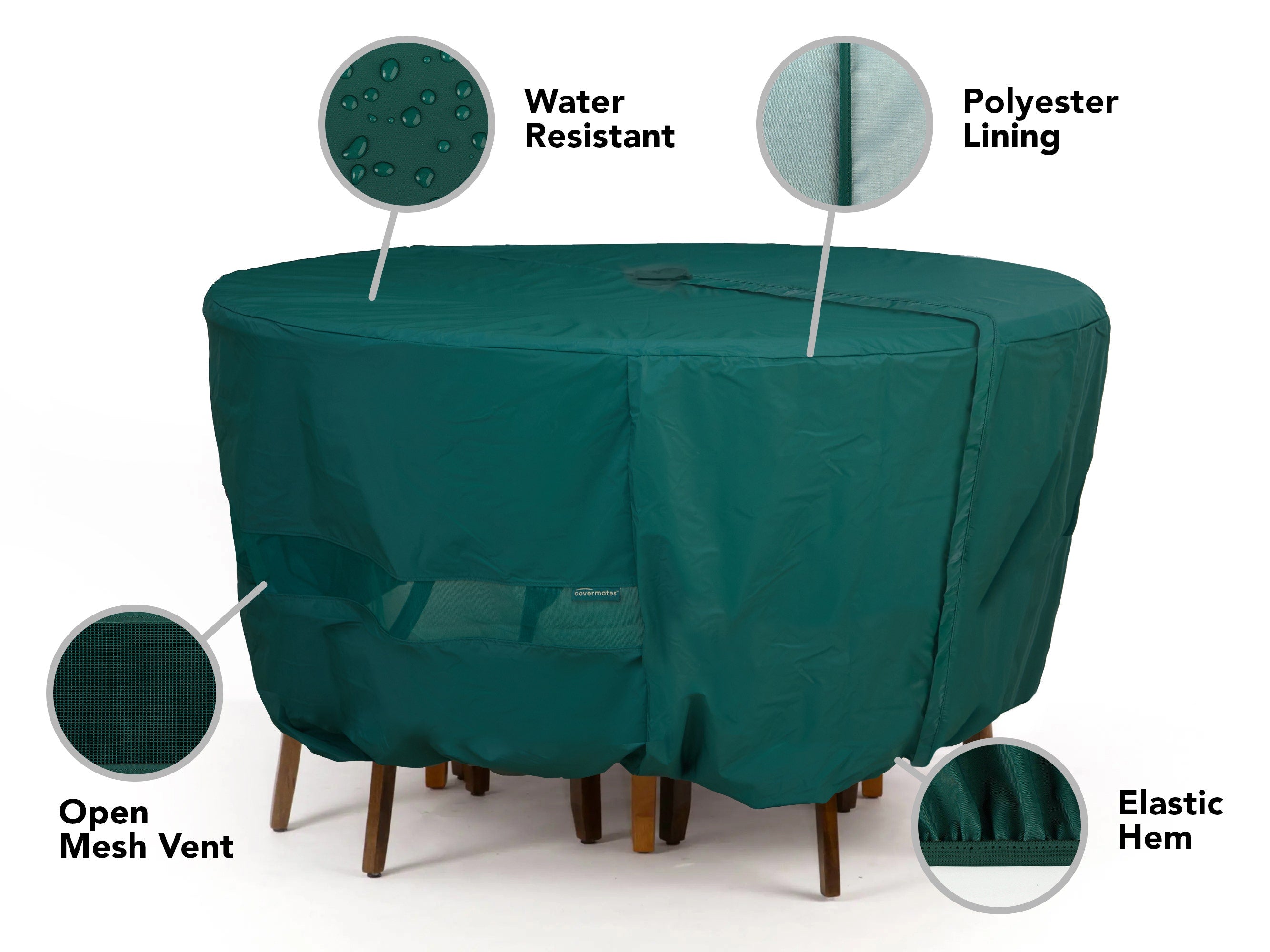Outdoor Patio Round Dining Table/ Chair Set Cover - Fits Up to 132