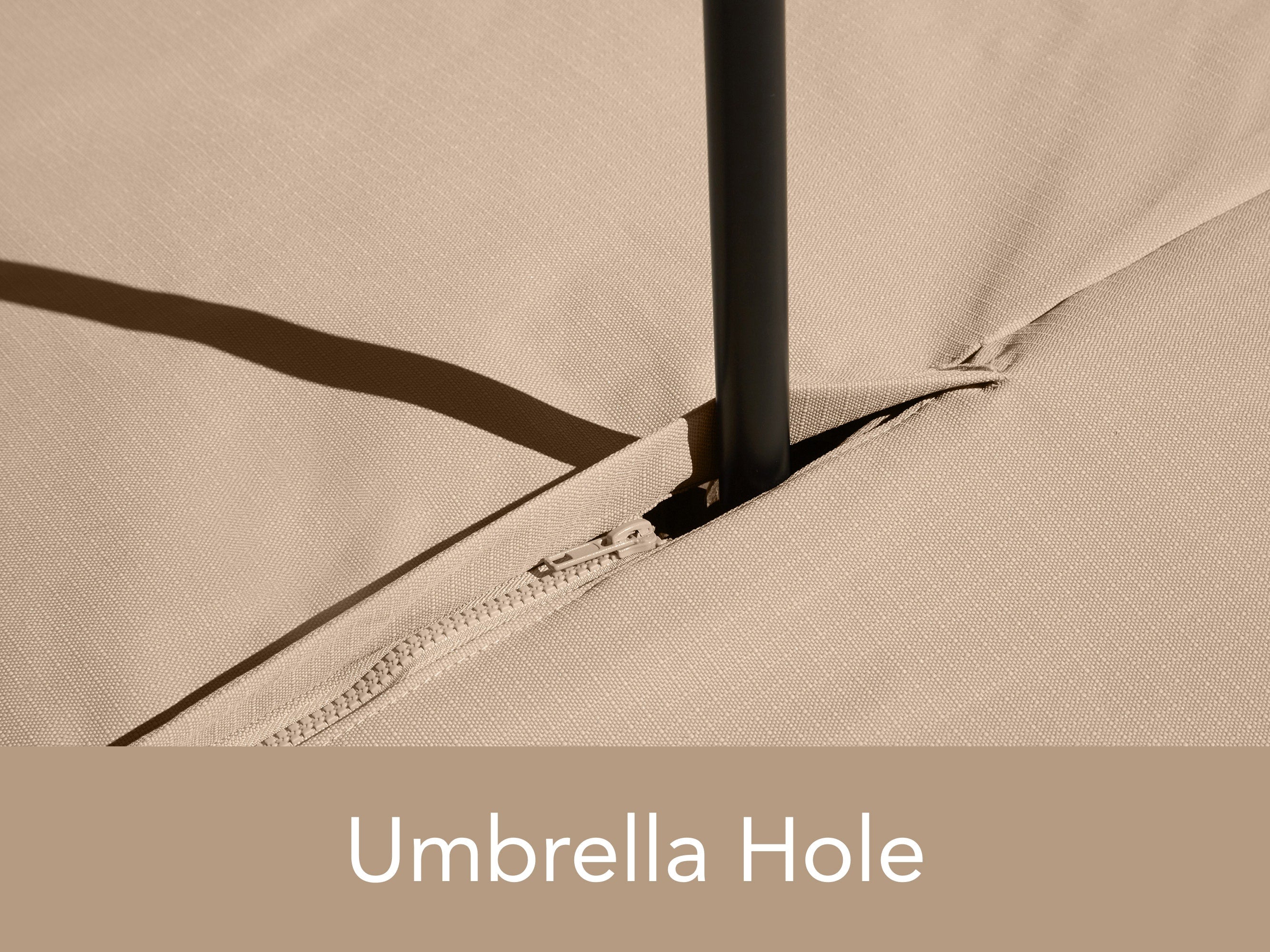 Custom Square / Rectangular Dining Table Cover with Umbrella Hole Ultima Ripstop Tan