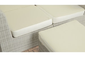 Pollen on white patio furniture cushions