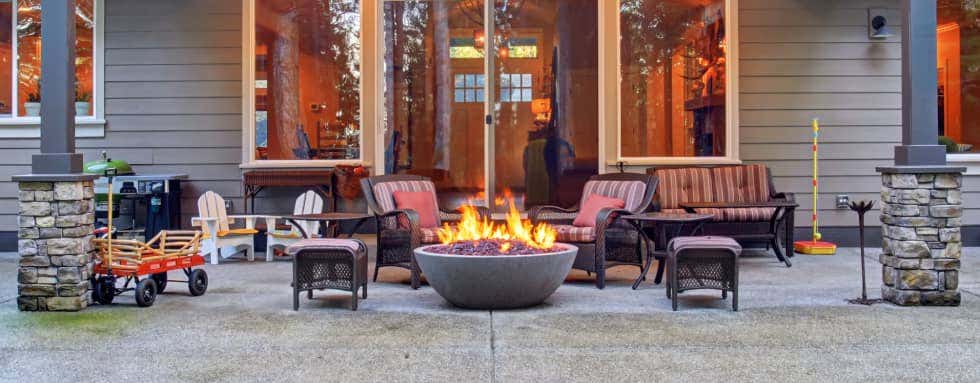 Patio with fire pit and seating