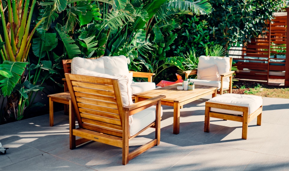 Outdoor furniture set on a patio