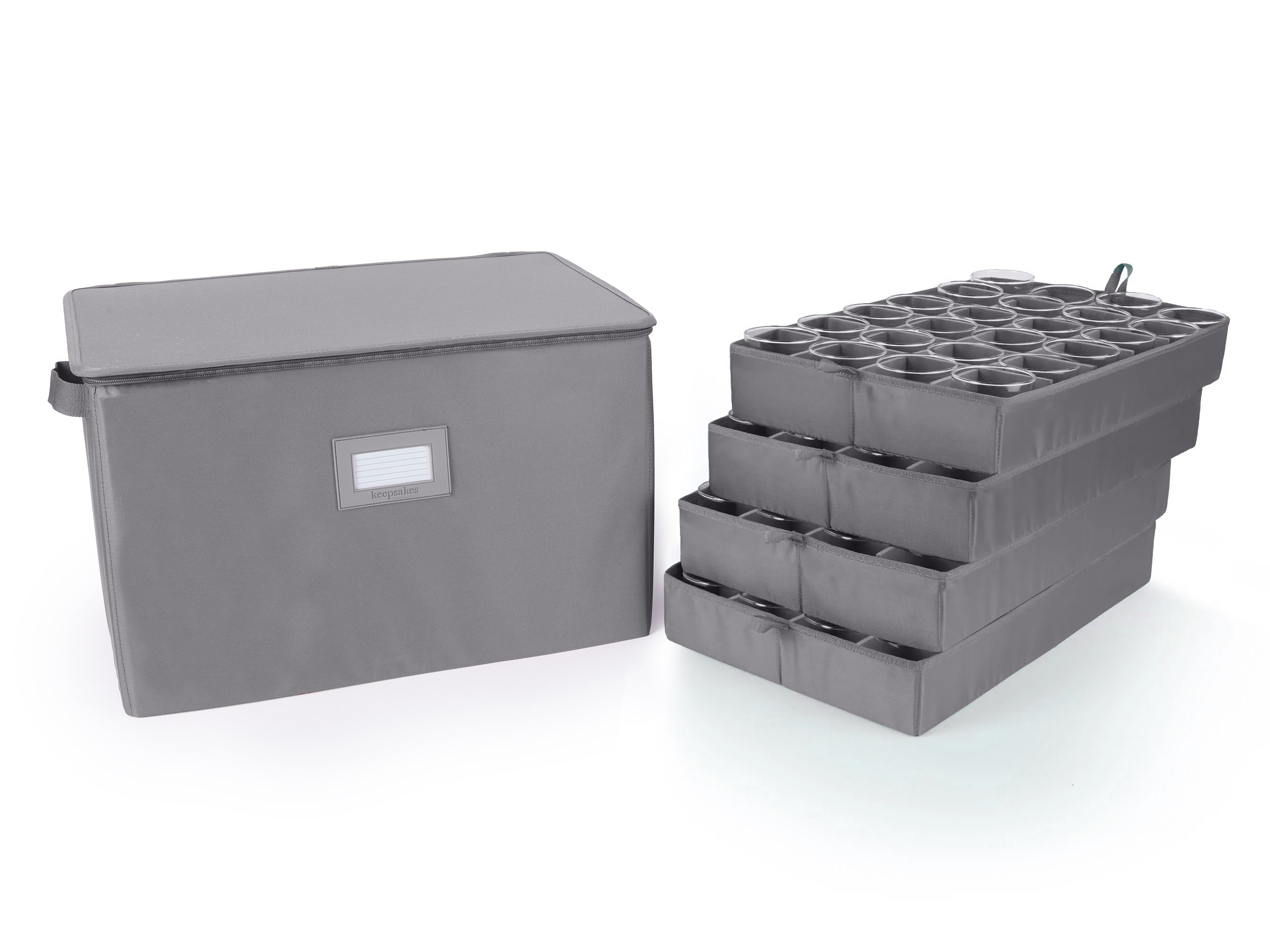 Adjustable Glassware Storage Box - Up To 96 Short Compartments - Keepsakes
