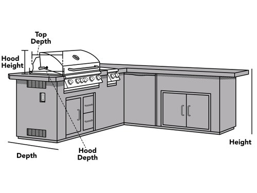 Custom L-Shape Island Grill Left Hood Cover