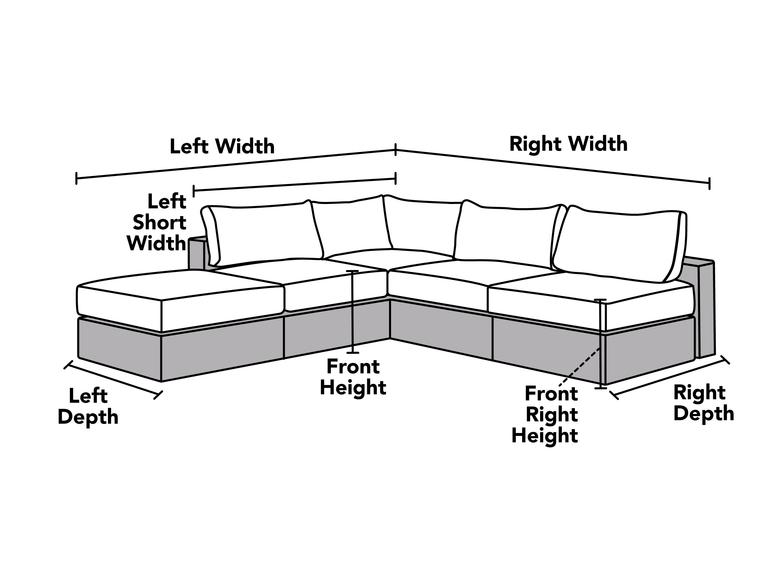 Custom L-Shape Sectional w/ Left Chaise Cover - Ultima Ripstop