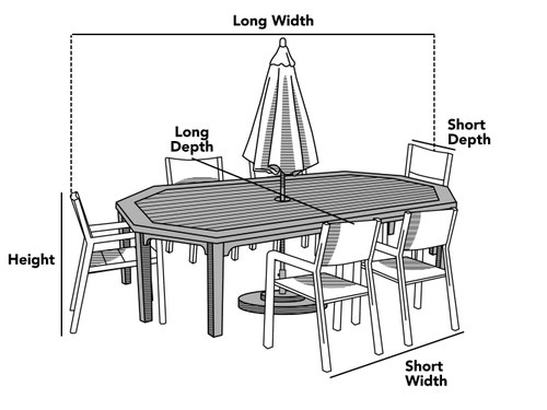 Custom Octagon Table/Chair Set w/ Umbrella Hole Cover