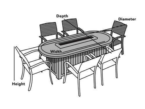 Custom Oblong Oval Fire Pit/Chair Set Cover