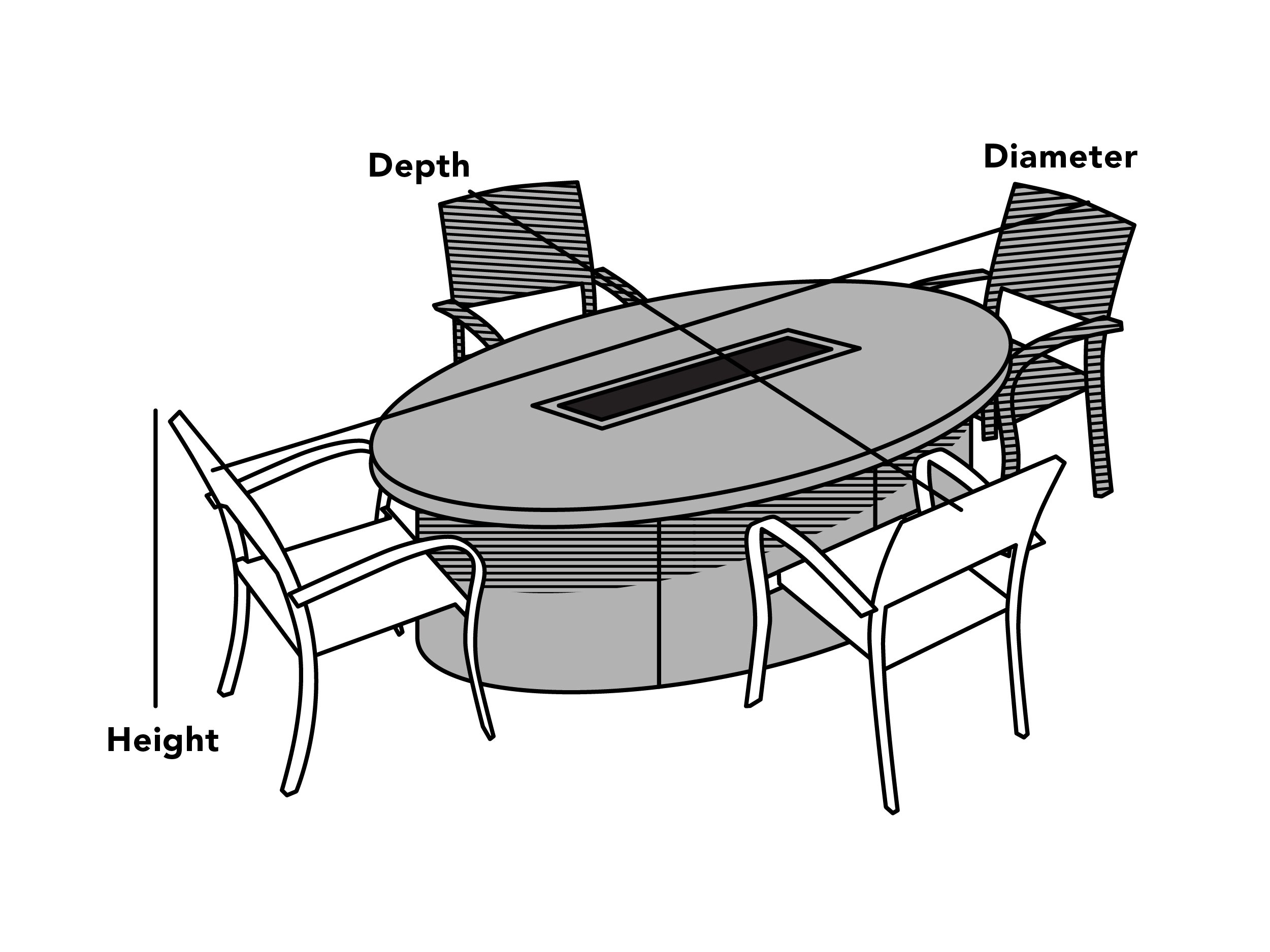 Custom Oval Fire Pit/Chair Set Cover - Elite