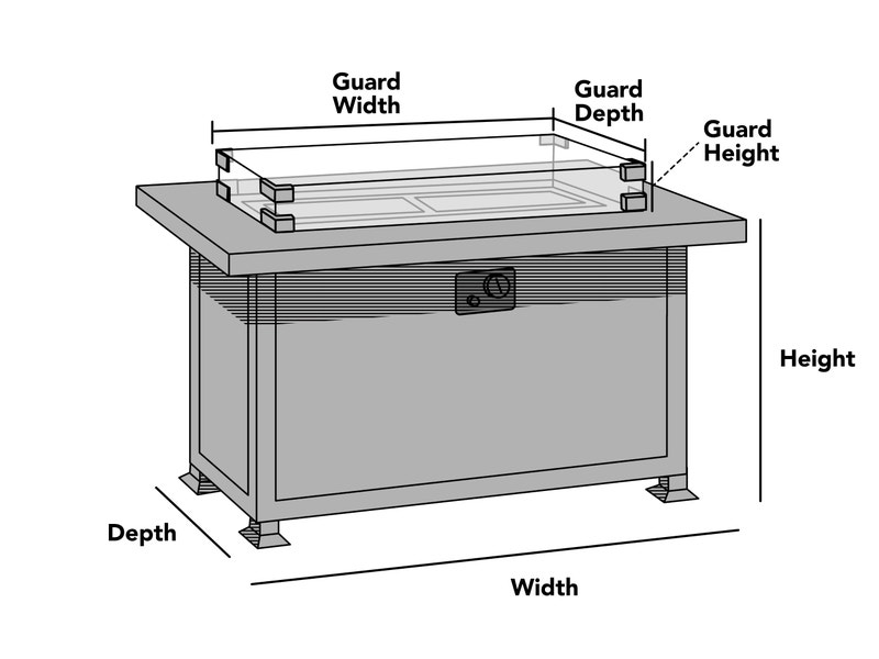 an illustration of measuring a fire pit to fit a wind guard