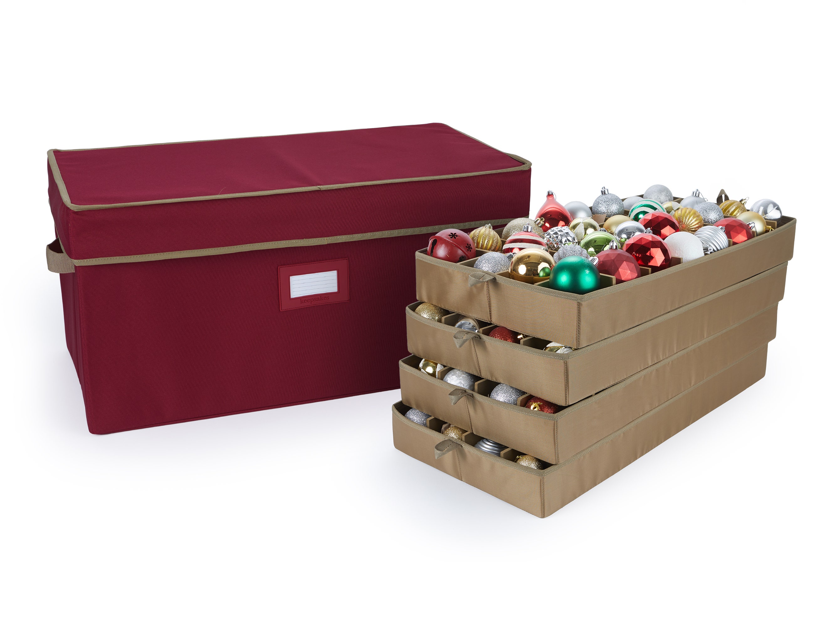 Adjustable Ornament Storage Box - Up To 128 Short Compartments - Keepsakes