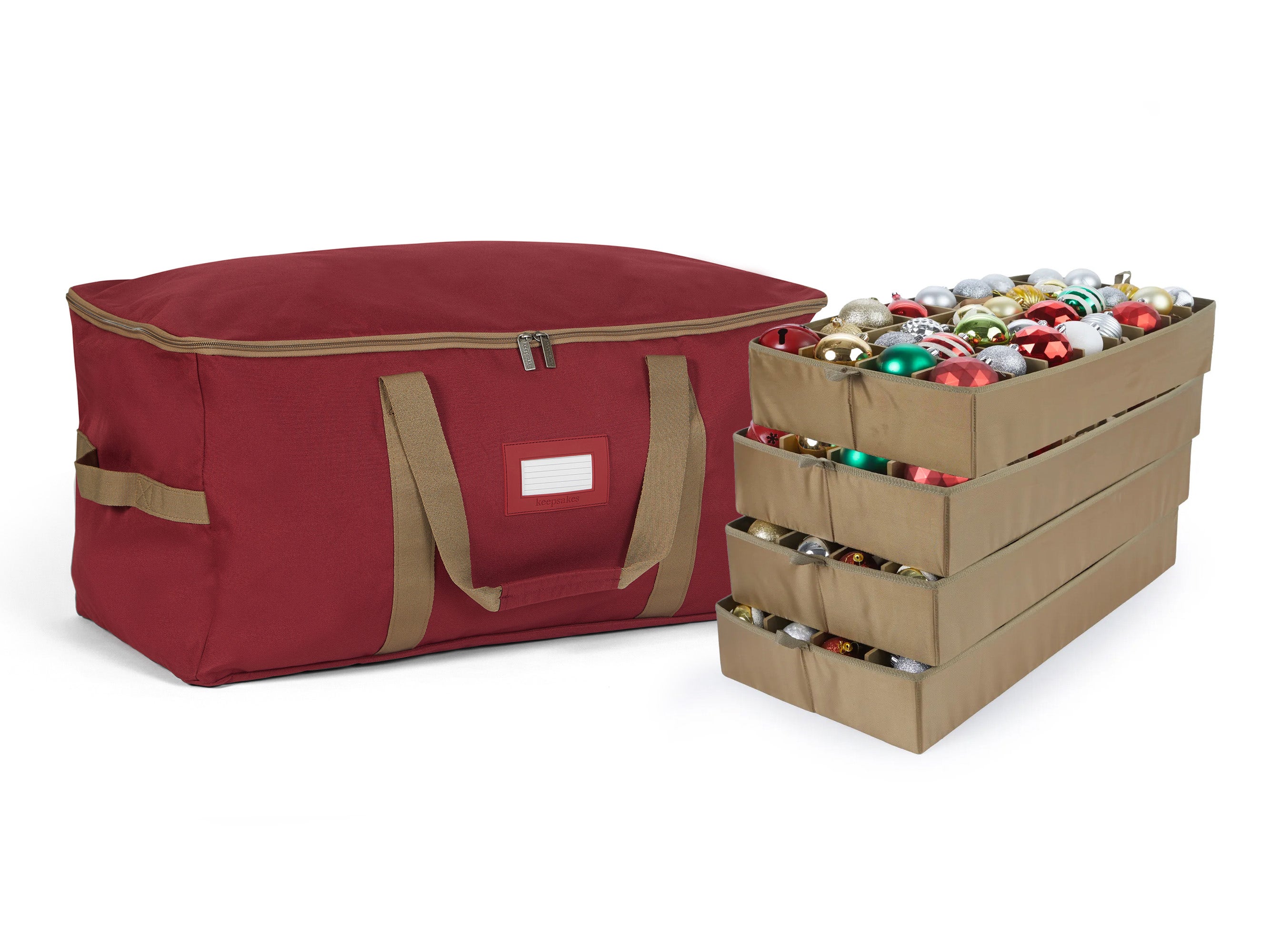 Adjustable Ornament Storage Bag - Up To 128 Short Compartments - Keepsakes
