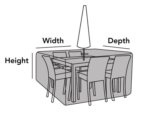 Outdoor Square Dining Table Chair Set W/ Umbrella Hole Cover