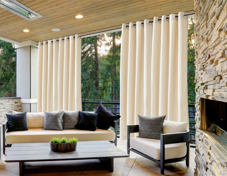 Close-up of outdoor curtain fabric