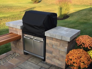 Black built-in grill cover