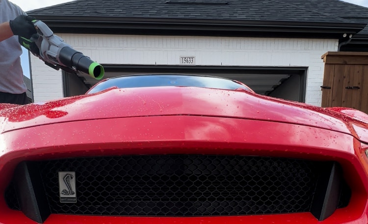 Use a leaf blower to blow water off your car and make drying faster