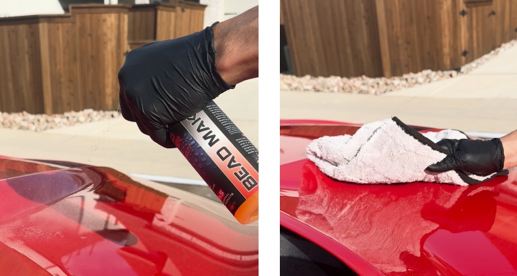 Apply a drying aid and use a microfiber towel to dry your car