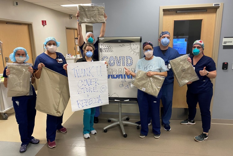 Nurses in Arizona showing off their cover storage bags