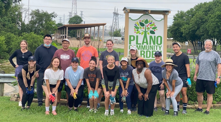 Coverstore team volunteering at the Plano Community Garden