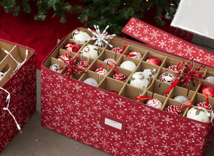 Red snowflake ornament storage box