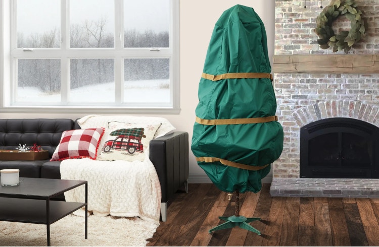 Green upright Christmas tree bag