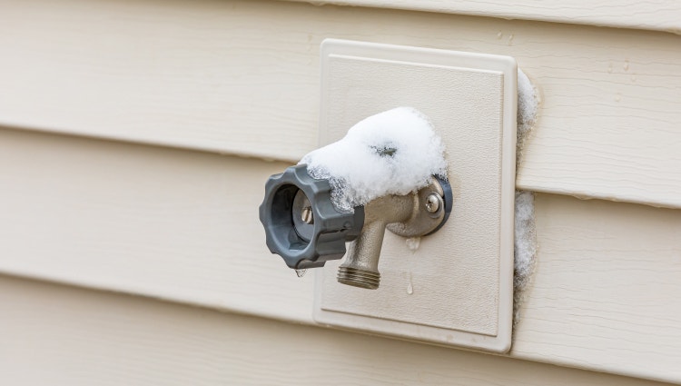 Frozen outdoor faucet