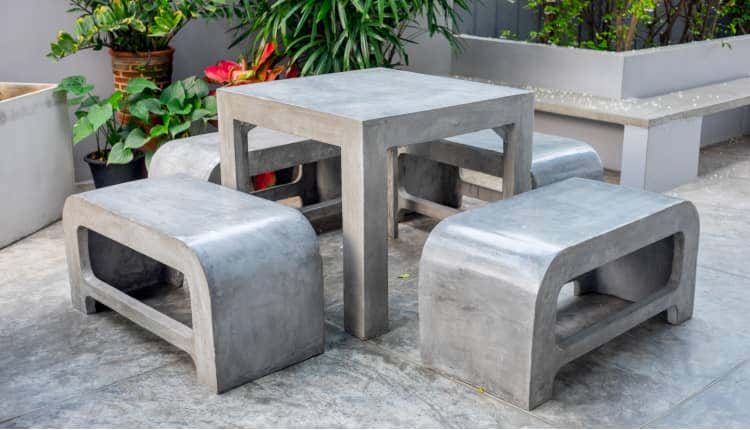 Outdoor concrete furniture set