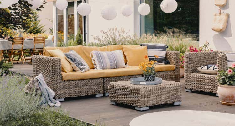 Outdoor wicker sofa