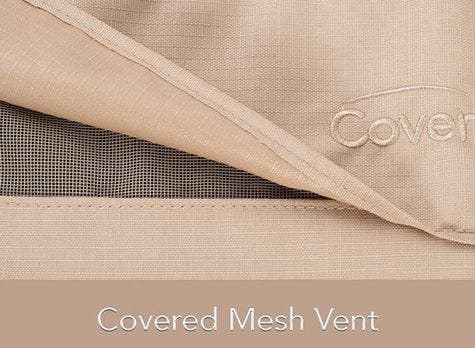 Covered mesh vent on an outdoor furniture cover